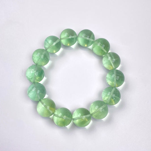「翡翠霊光」天然グリーンフローライトブレスレット