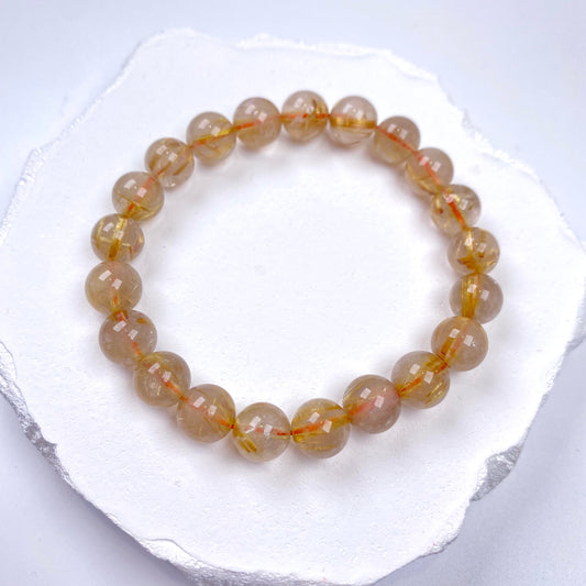 「金絲盈運」天然ゴールデンルチルクォーツブレスレット