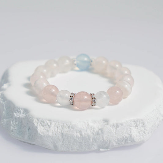 ピュアハーモニー - ムーンストーンとローズクォーツのブレスレット