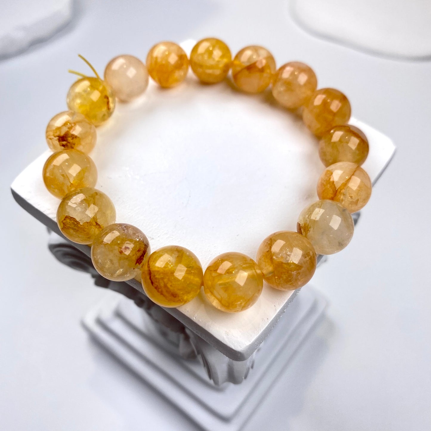 「金脈幽花」天然イエロージェリーフラワージェムストーンブレスレット