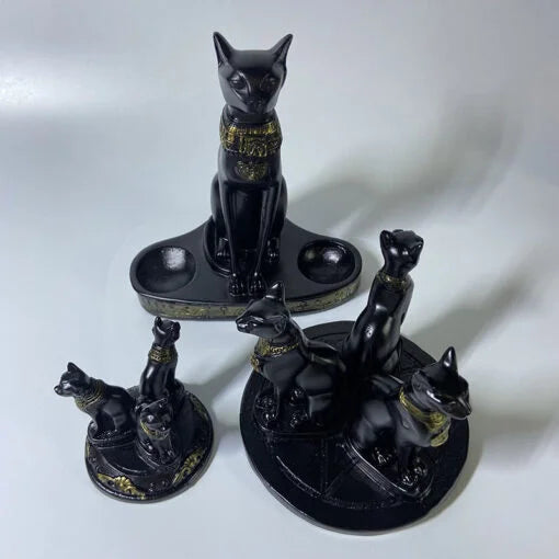 ウィザードキャットクリスタルボールスタンド - 神秘的なホーム&オフィスデコレーション