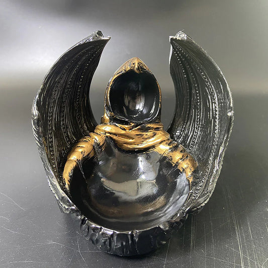 バットクリスタルボールスタンド - レジンベース&神秘的なオフィスデコレーション