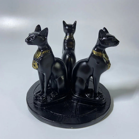 ウィザードキャットクリスタルボールスタンド - 神秘的なホーム&オフィスデコレーション