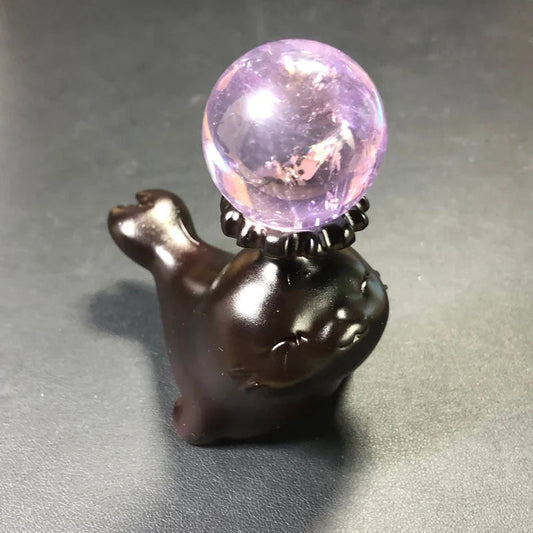 レジン製シーラインクリスタルボールスタンド - ストーンベース - デスク禅&ギフトインスピレーション