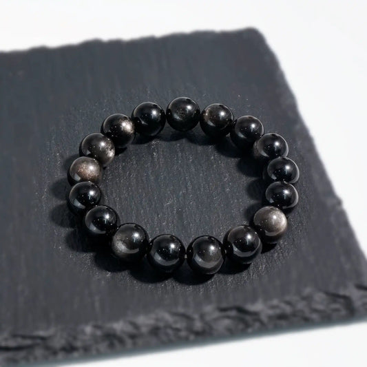 オブシディアン・シールド - シルバーオブシディアンブレスレット